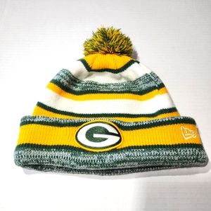 New Era Green Bay Packers winter hat yellow, green & white